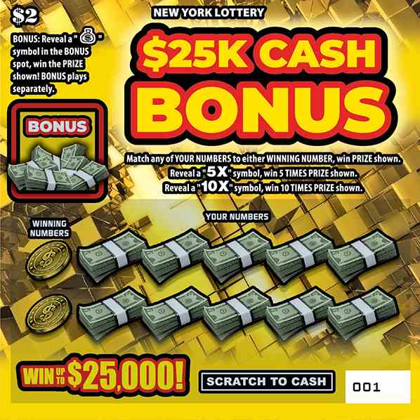 $25K CASH BONUS scratchcard - game number #1535 - front