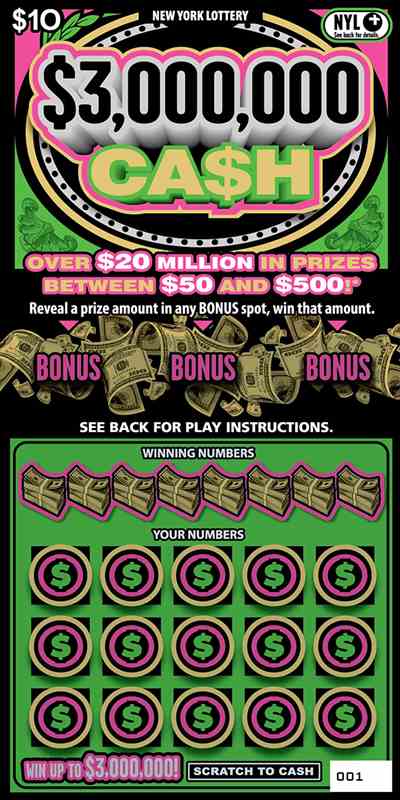 $3,000,000 Ca$H scratchcard - game number #1667 - front