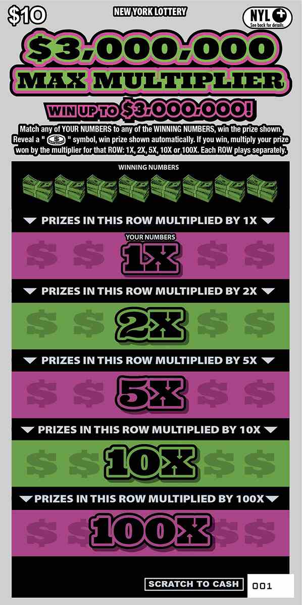 $3,000,000 Max Multiplier scratchcard - game number #1697 - front
