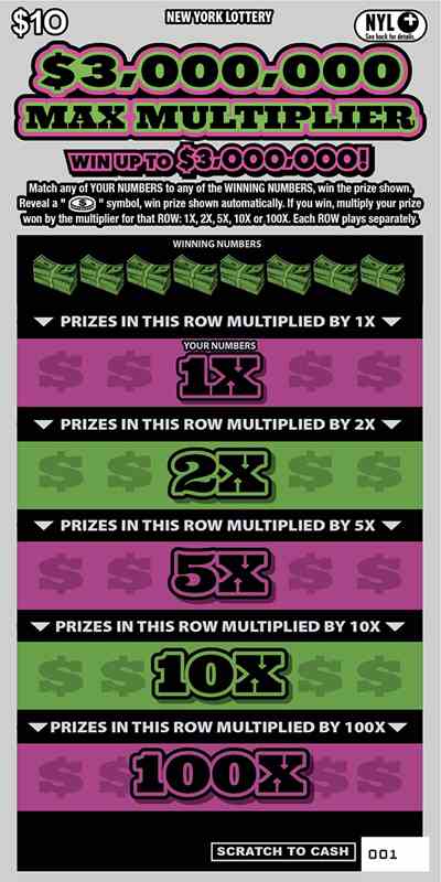 $3,000,000 Max Multiplier scratchcard - game number #1697 - front