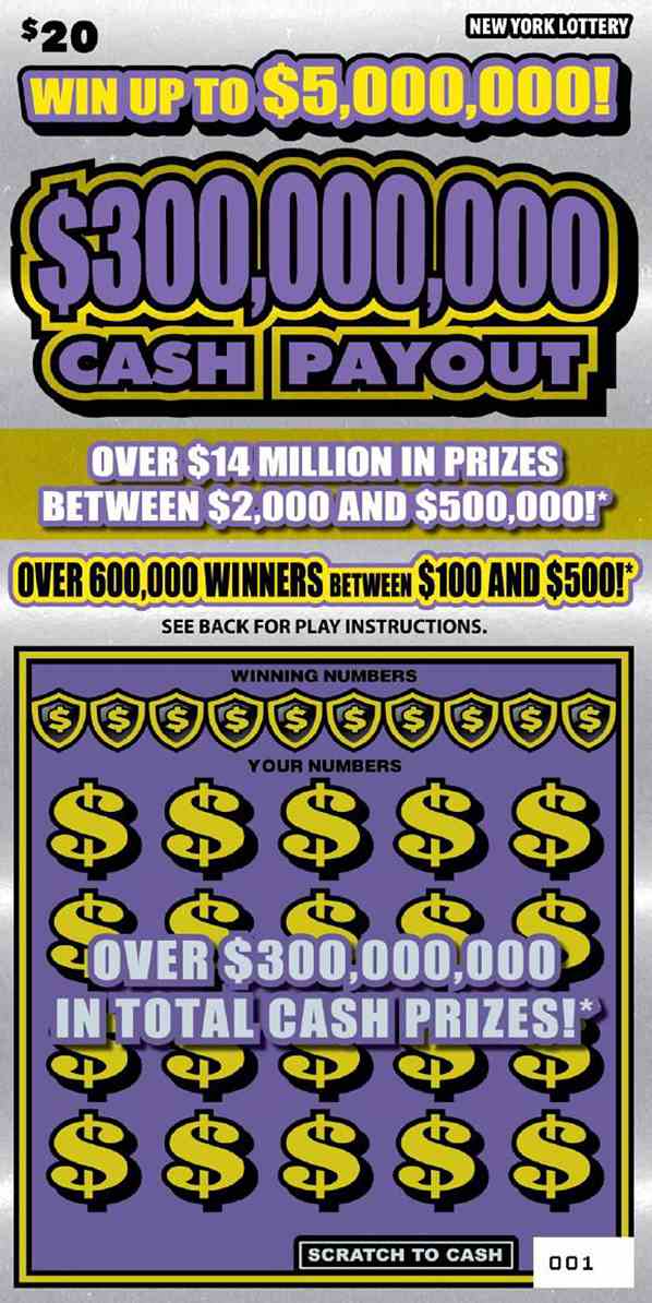 $300,000,000 CASH PAYOUT scratchcard - game number #1528 - front