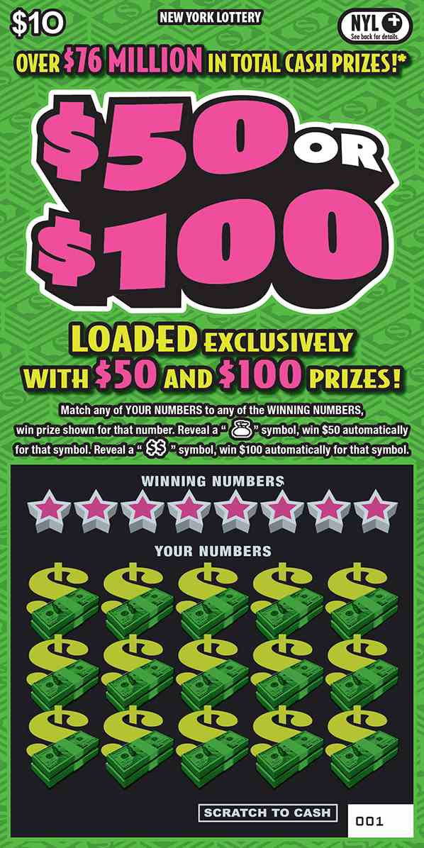 $50 Or $100 scratchcard - game number #1704 - front