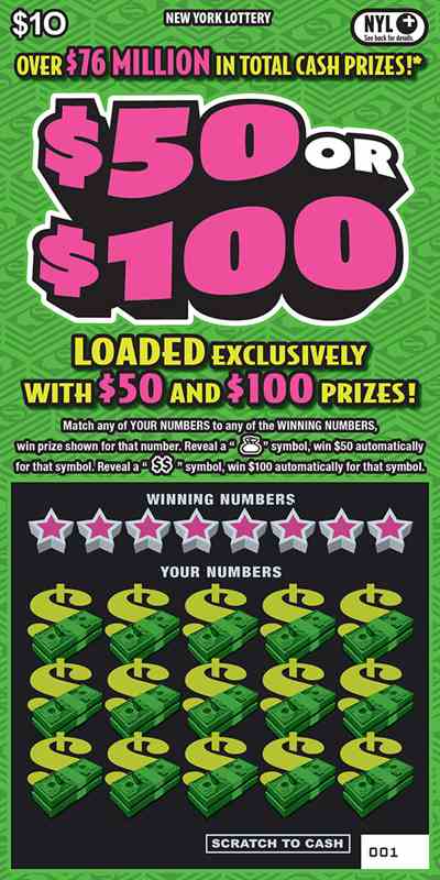 $50 Or $100 scratchcard - game number #1704 - front