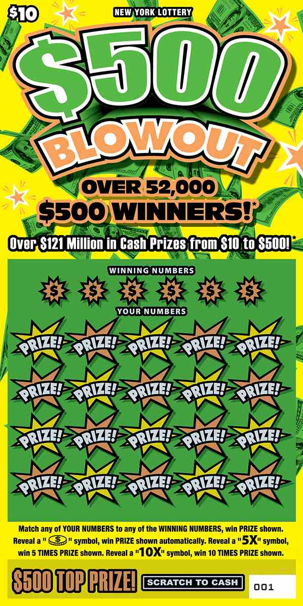 $500 BLOWOUT scratchcard - game number #1493 - front