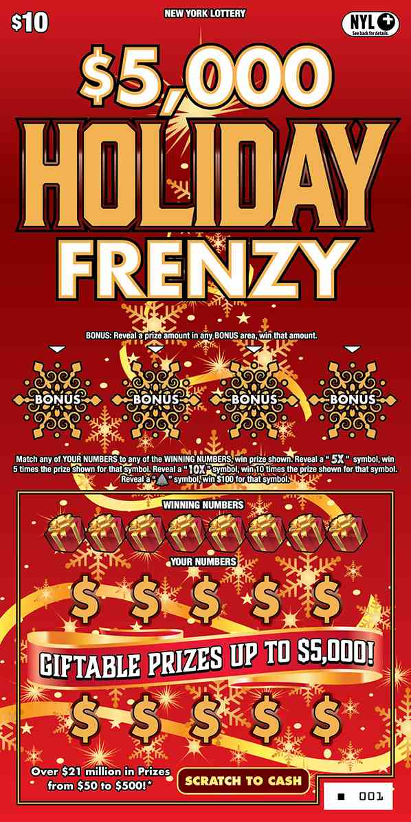$5,000 Holiday Frenzy scratchcard - game number #1674 - front