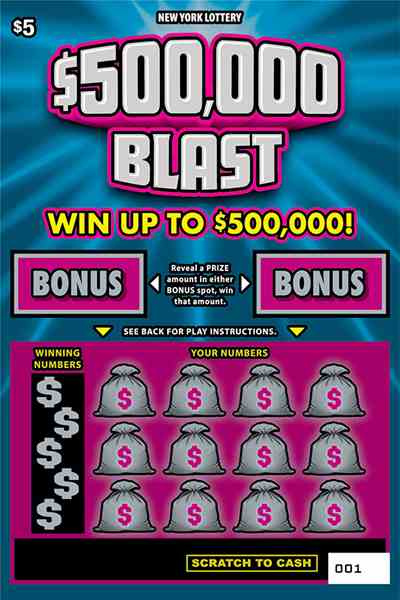 $500,000 BLAST scratchcard - game number #1600 - front