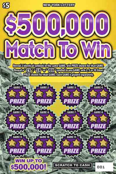 $500,000 Match To Win scratchcard - game number #1658 - front