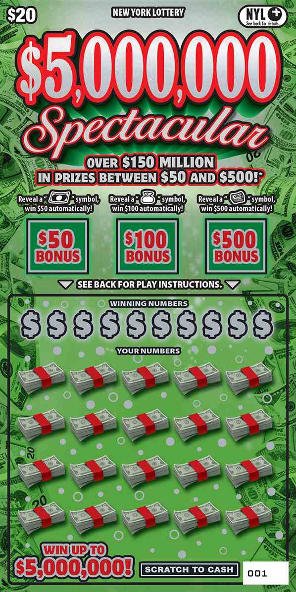 $5,000,000 Spectacular scratchcard - game number #1709 - front