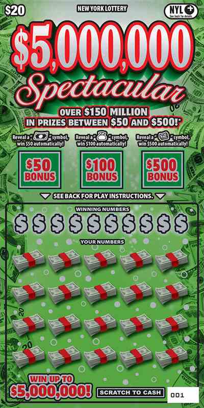 $5,000,000 Spectacular scratchcard - game number #1709 - front