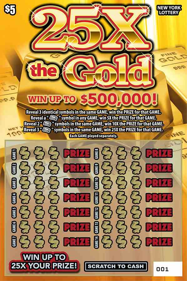 25X The Gold scratchcard - game number #1622 - front