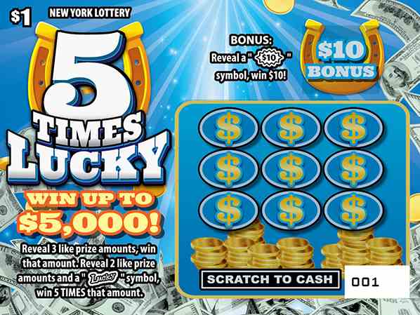 5 TIMES LUCKY scratchcard - game number #1614 - front