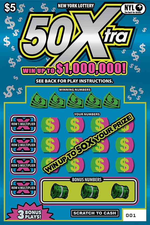 50Xtra scratchcard - game number #1685 - front