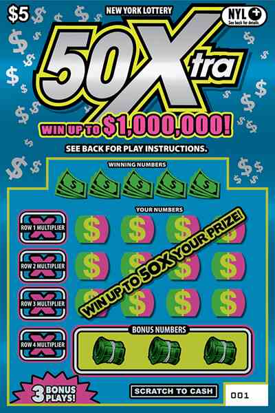 50Xtra scratchcard - game number #1685 - front