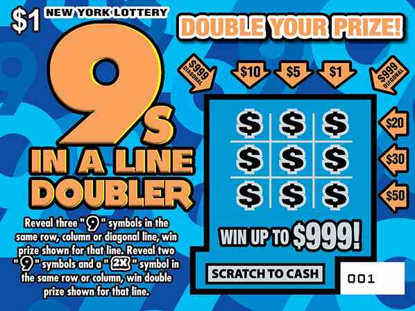 9S In A Line Doubler scratchcard - game number #1665 - front