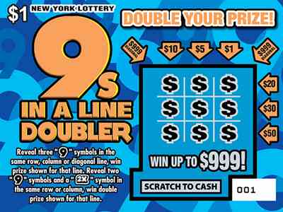 9S In A Line Doubler scratchcard - game number #1665 - front