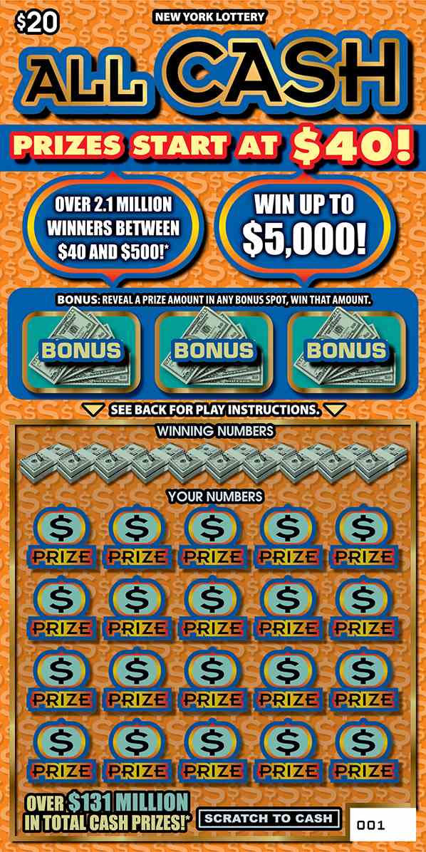 ALL CASH scratchcard - game number #1571 - front