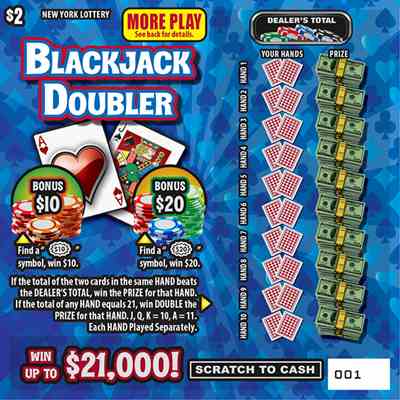Blackjack Doubler scratchcard - game number #1652 - front
