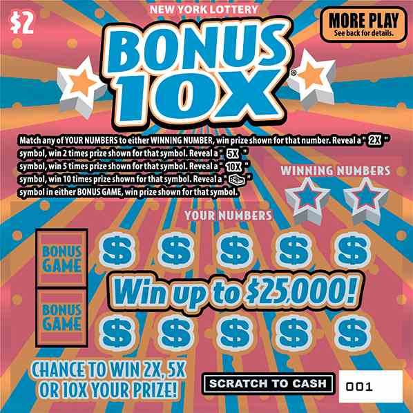 Bonus 10X scratchcard - game number #1642 - front