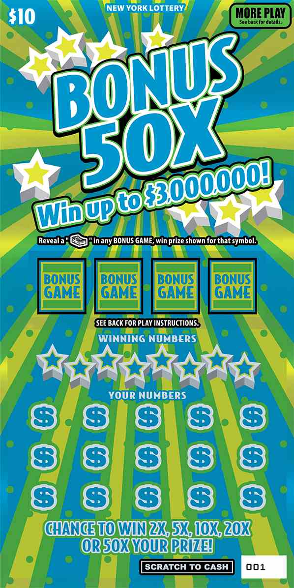 Bonus 50X scratchcard - game number #1640 - front