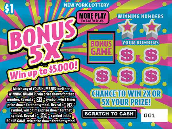 Bonus 5X scratchcard - game number #1638 - front