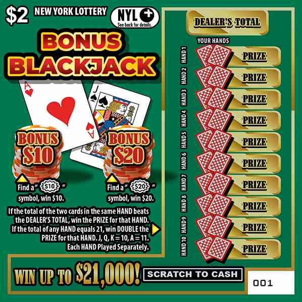 Bonus Blackjack scratchcard - game number #1693 - front