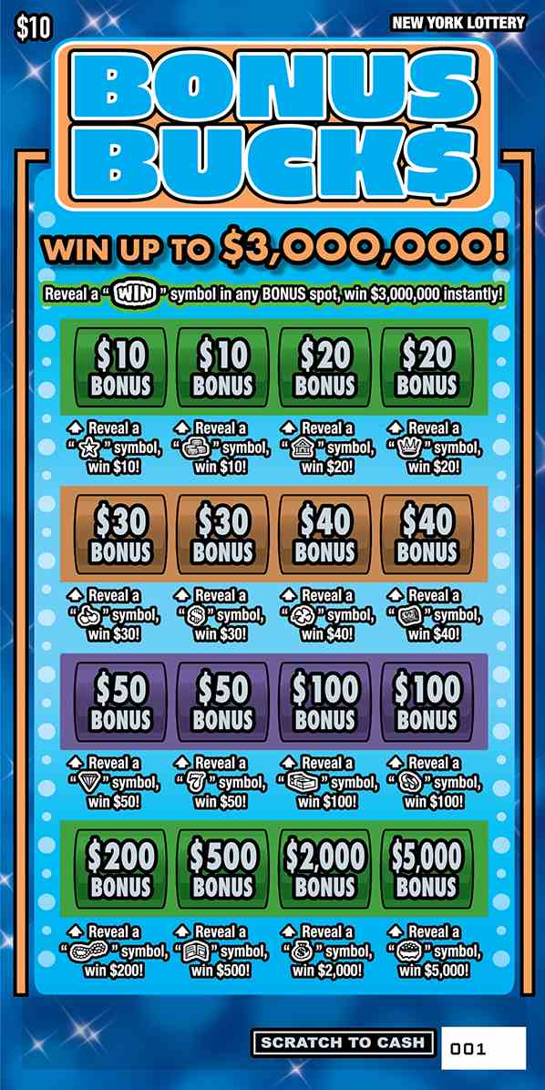Bonus Bucks scratchcard - game number #1660 - front