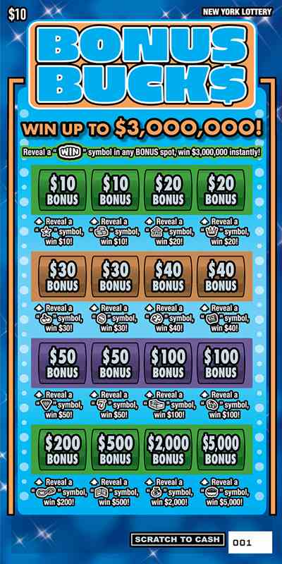 Bonus Bucks scratchcard - game number #1660 - front