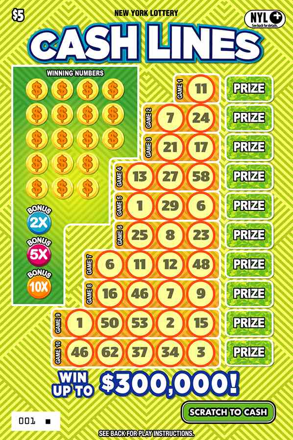 Cash Lines scratchcard - game number #1728 - front