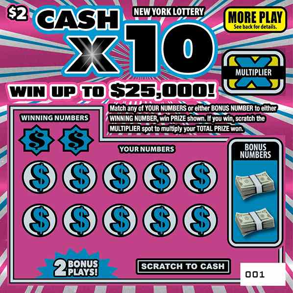 CASH X10 scratchcard - game number #1556 - front