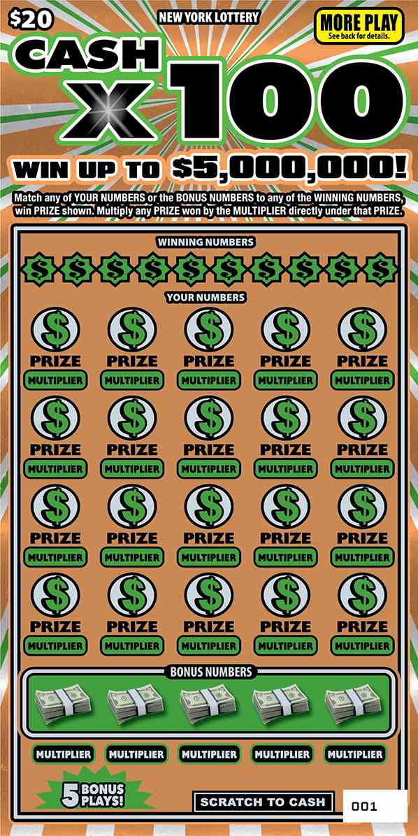 CASH X100 scratchcard - game number #1558 - front