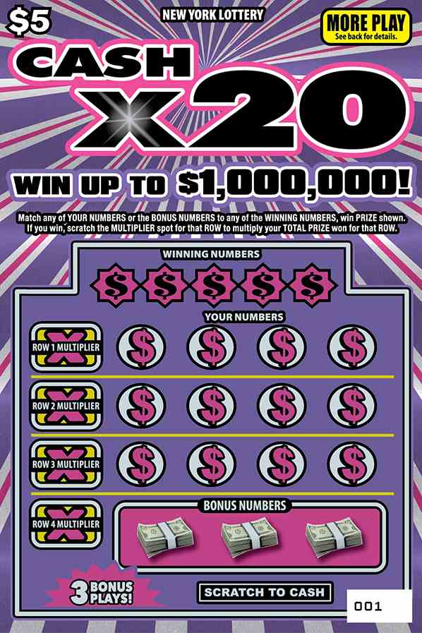 CASH X20 scratchcard - game number #1555 - front