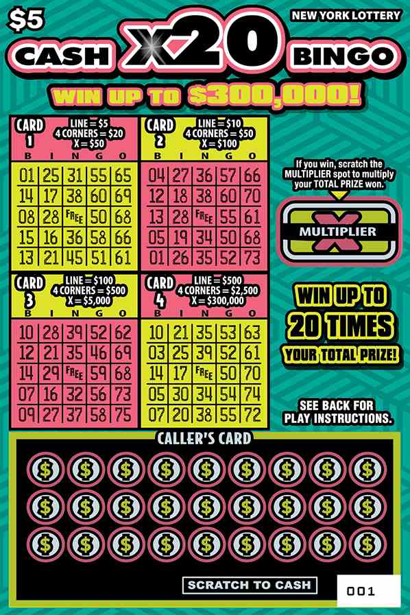 CASH X20 BINGO scratchcard - game number #1572 - front