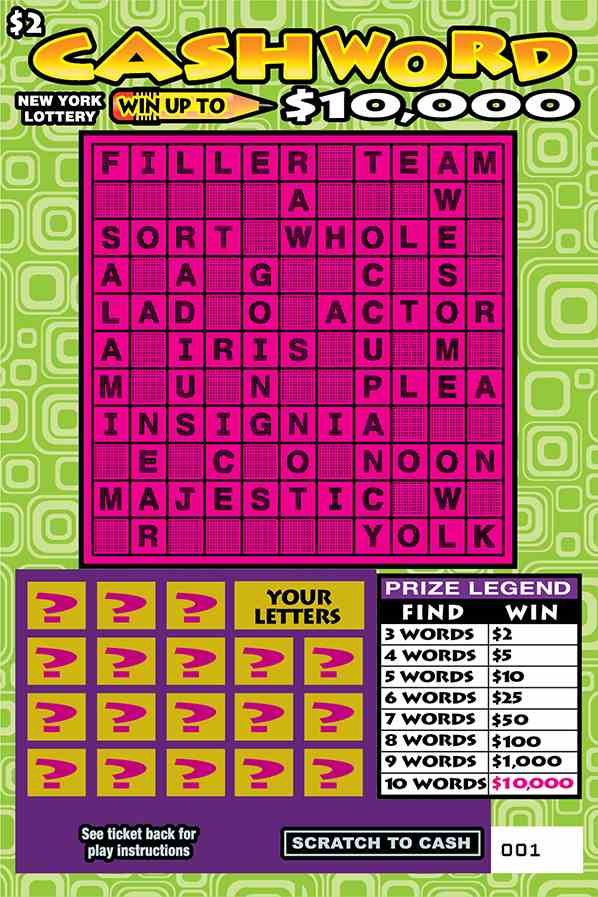 CASHWORD scratchcard - game number #1475 - front