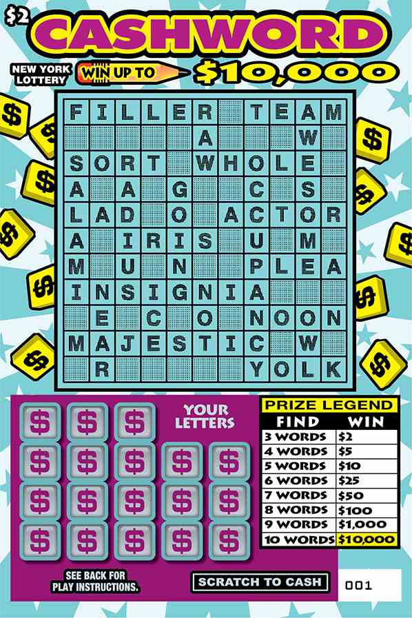 CASHWORD scratchcard - game number #1588 - front