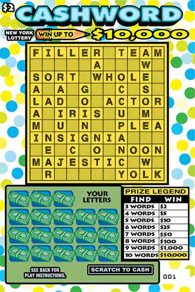 Cashword scratchcard - game number #1649 - front