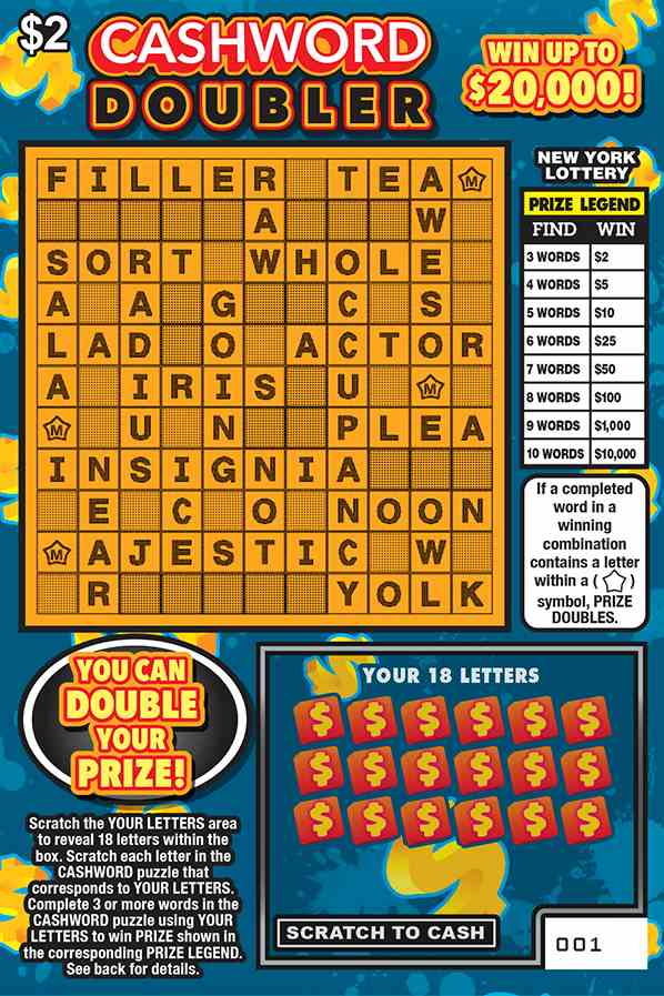 Cashword Doubler scratchcard - game number #1670 - front