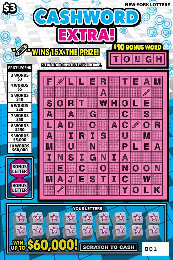 Cashword Extra! scratchcard - game number #1662 - front
