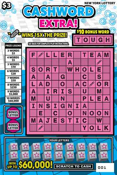 Cashword Extra! scratchcard - game number #1662 - front