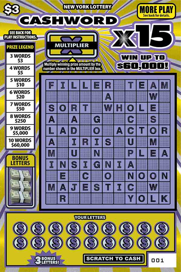 CASHWORD X15 scratchcard - game number #1560 - front