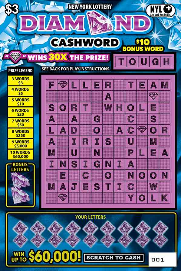 Diamond Cashword scratchcard - game number #1702 - front