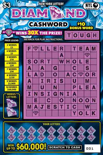 Diamond Cashword scratchcard - game number #1702 - front