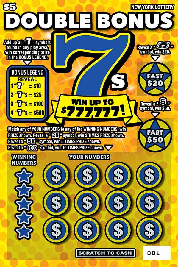 DOUBLE BONUS 7S scratchcard - game number #1529 - front