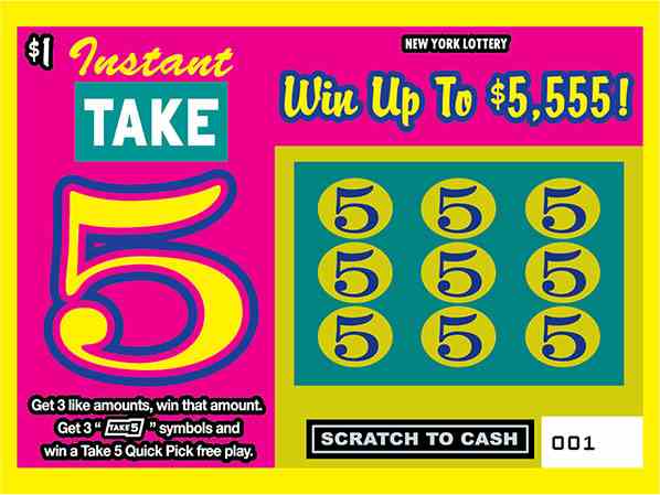 INSTANT TAKE 5 scratchcard - game number #1455 - front