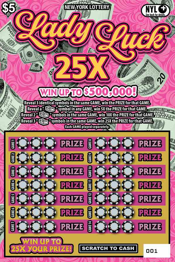 Lady Luck 25X scratchcard - game number #1705 - front