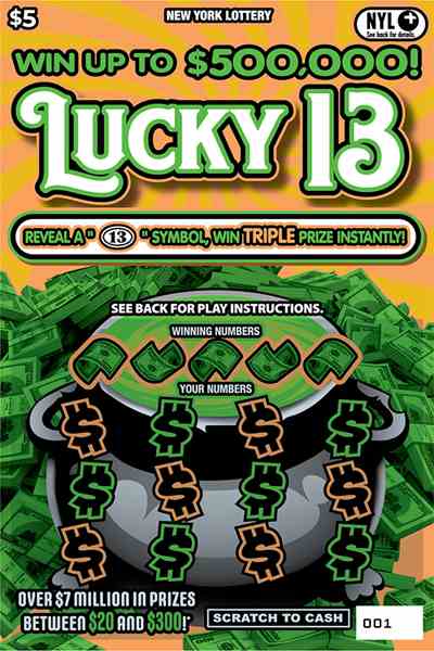 Lucky 13 scratchcard - game number #1672 - front