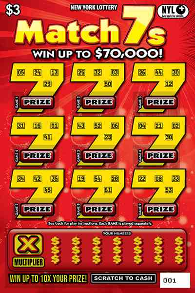 Match 7S scratchcard - game number #1696 - front