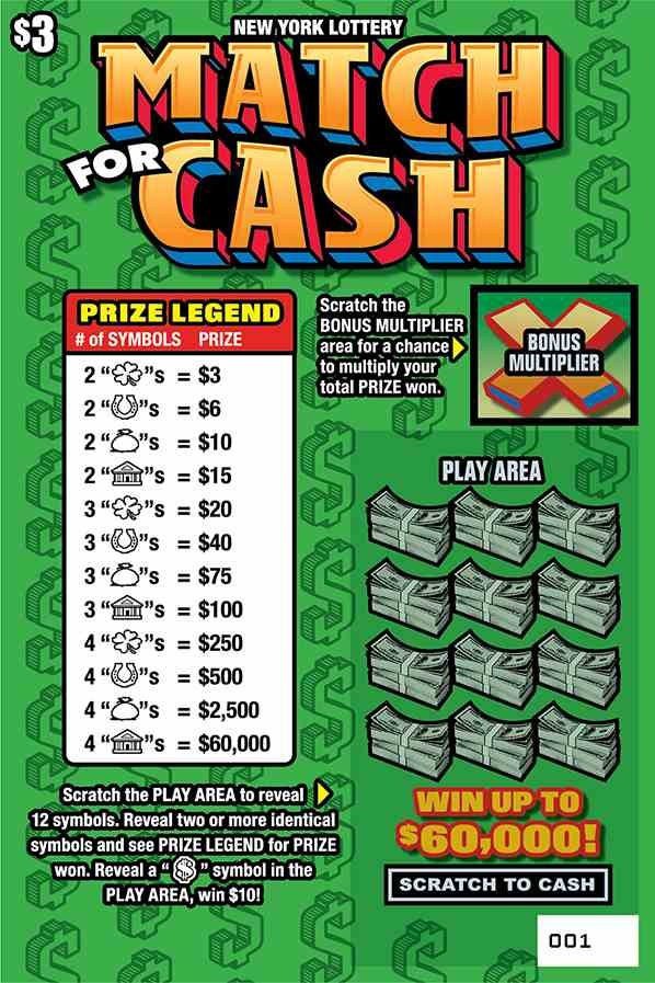 MATCH FOR CASH scratchcard - game number #1587 - front