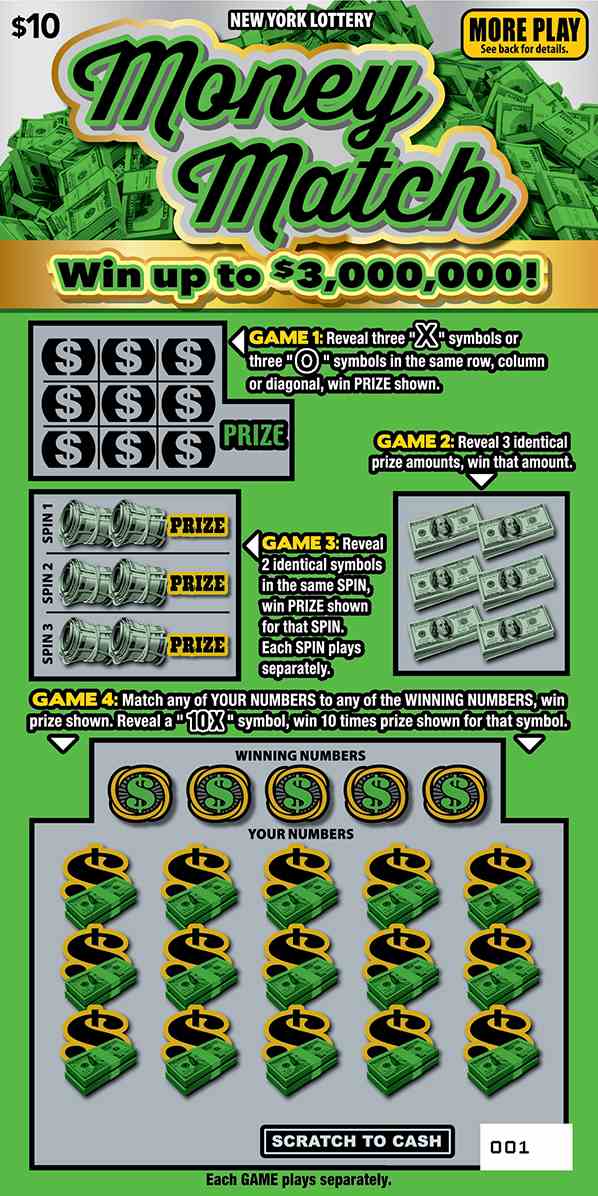 Money Match scratchcard - game number #1654 - front