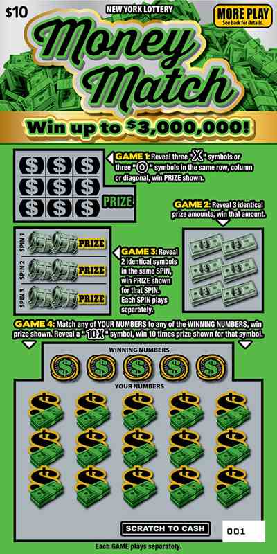Money Match scratchcard - game number #1654 - front