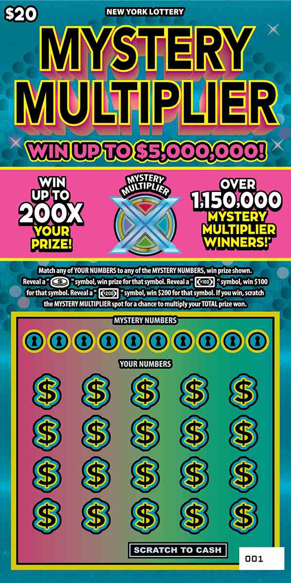 Mystery Multiplier scratchcard - game number #1663 - front